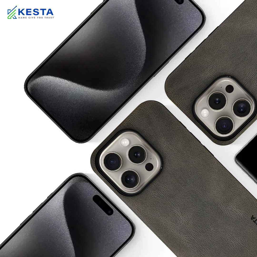iPhone 15 Pro Max Cover - Brave Titanium Leather Case (Waterproof & Dustproof)